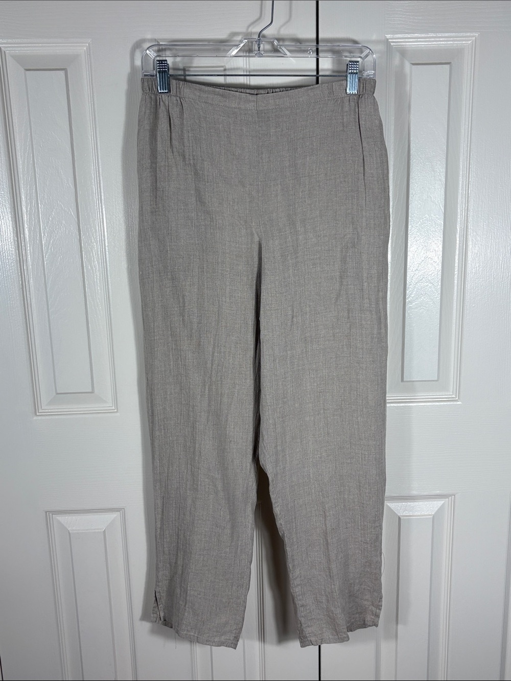 Flax Straight-Leg Linen Blend Pants in Light Taupe